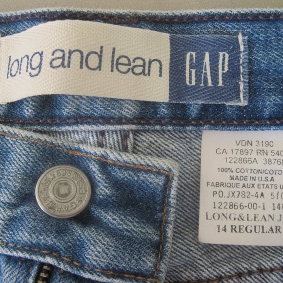 GAP-Rare Made in America-Jeans Women's Size 14R-Long and Lean Denim-100% Cotton - Picture 2 of 7